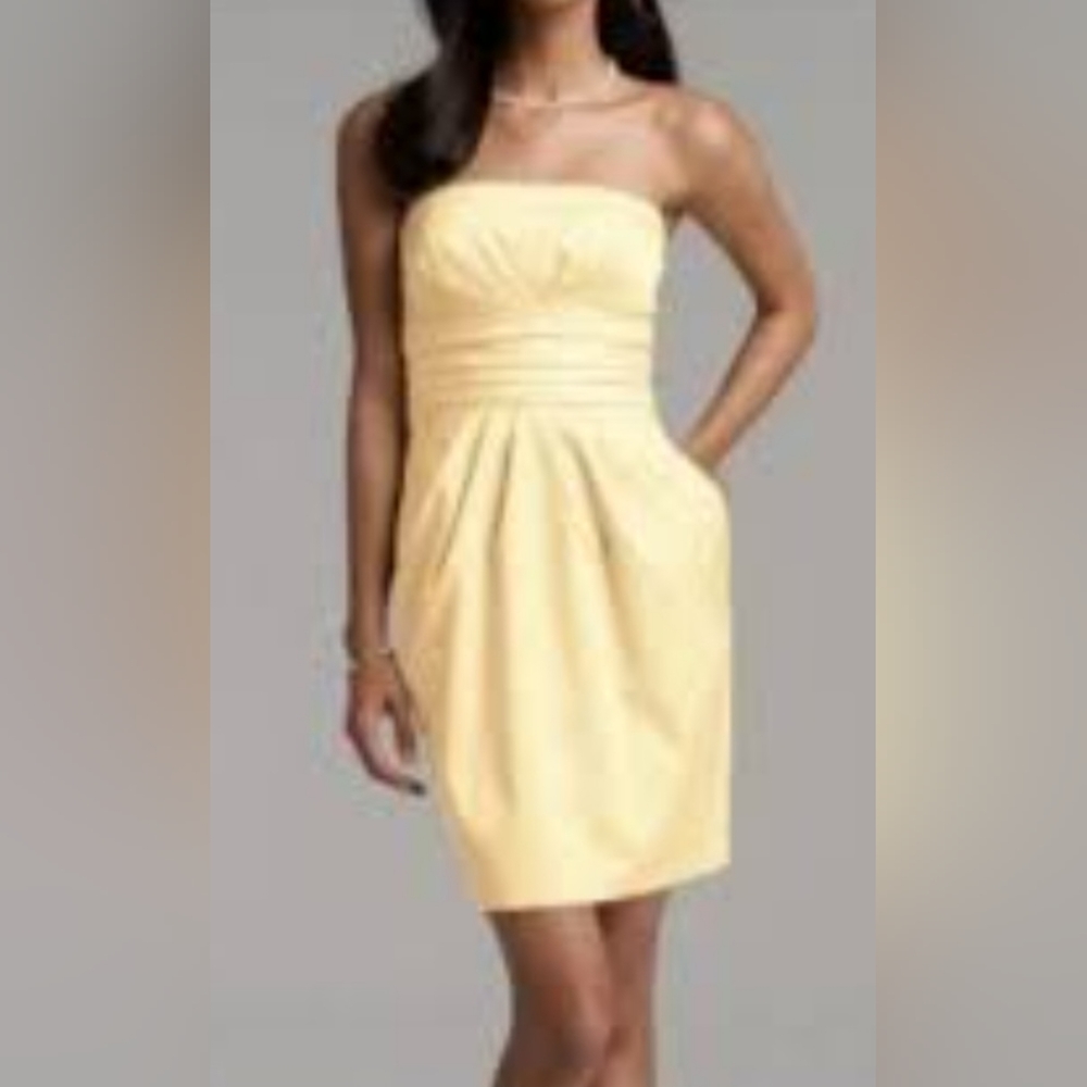 David's Bridal dress, size 12, color yellow, strapless